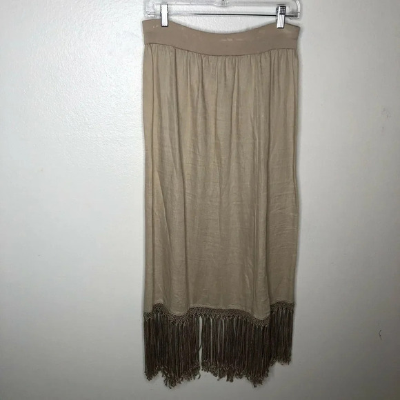 Chico’s Women's Tan Boho Fringed Banded size 0 - Picture 2 of 4